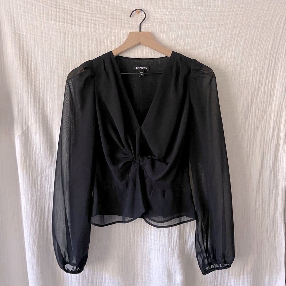 Express Sheer Long Sleeve Blouse